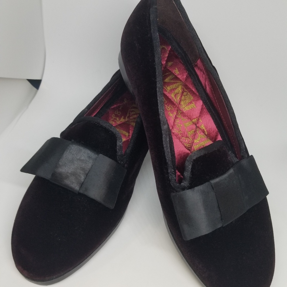NEW SAM & LIBBY BURGUNDY VELVET BOW LOAFER 5.5